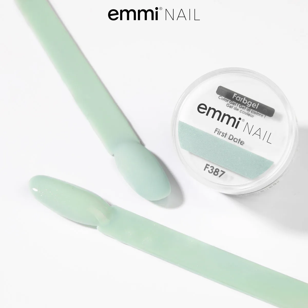 Emmi-Nail First Date F387 farvegel 5ml mint glitter