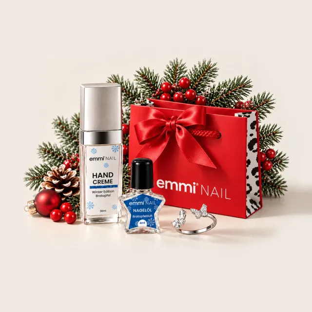 Emmi-Nail Christmas Glow gavesæt bratapfel 4ml+30ml med ring