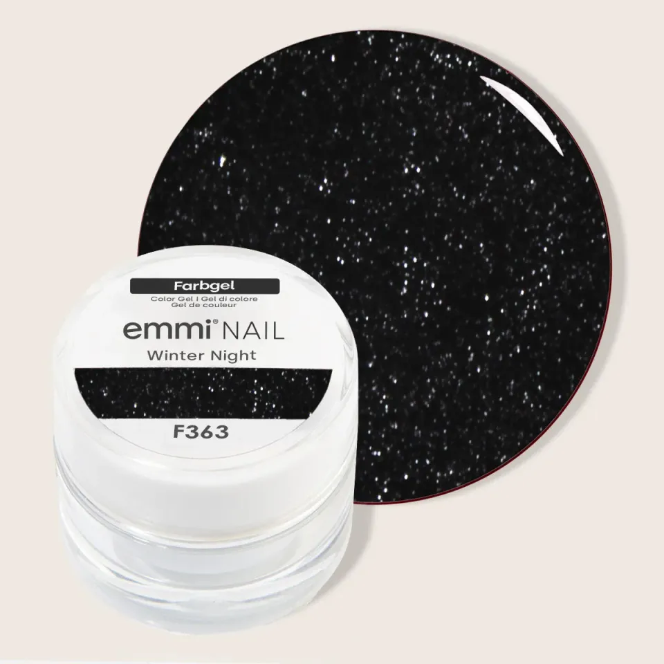 Emmi-Nail Winter Night F363 farvegel 5ml sort glitter