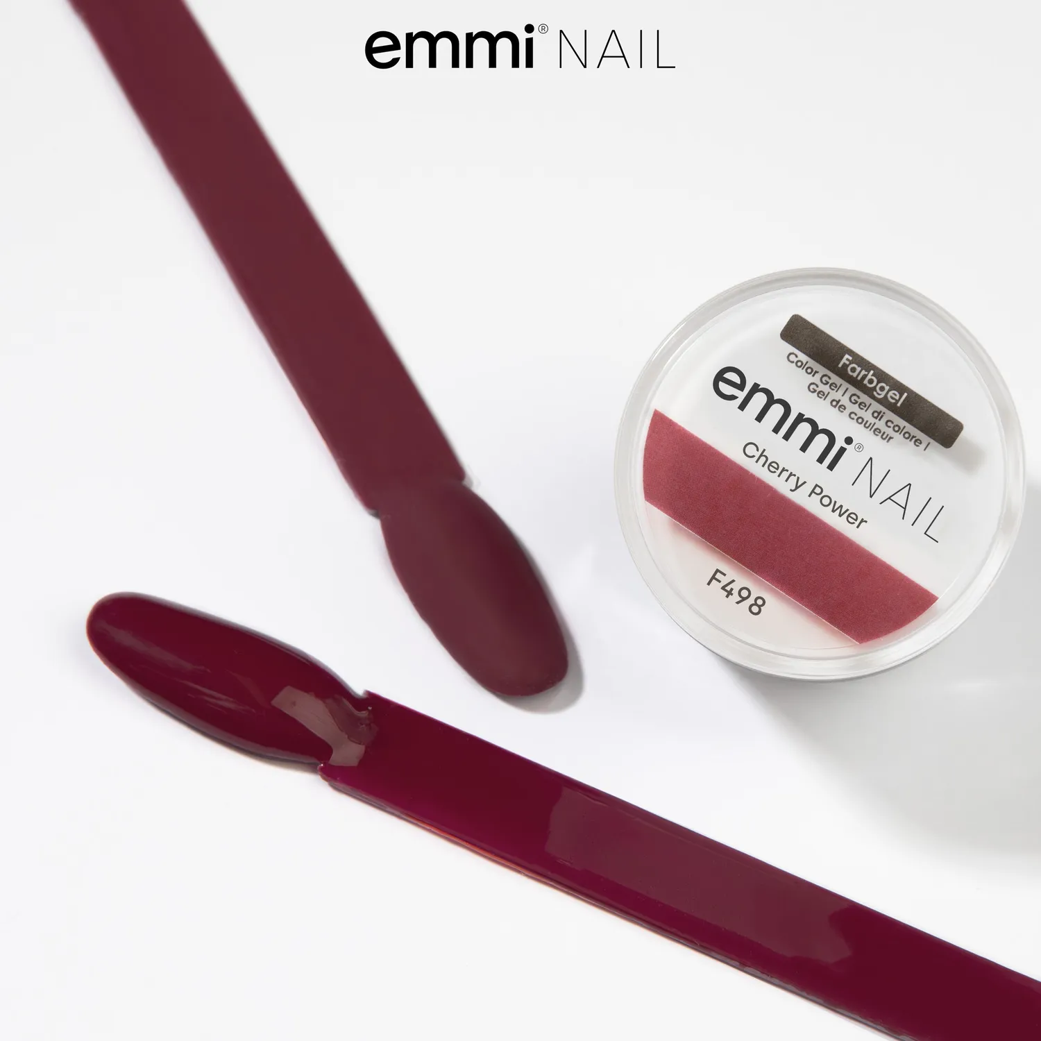 Emmi-Nail Cherry Power F498 farvegel 5ml kirsebærrød