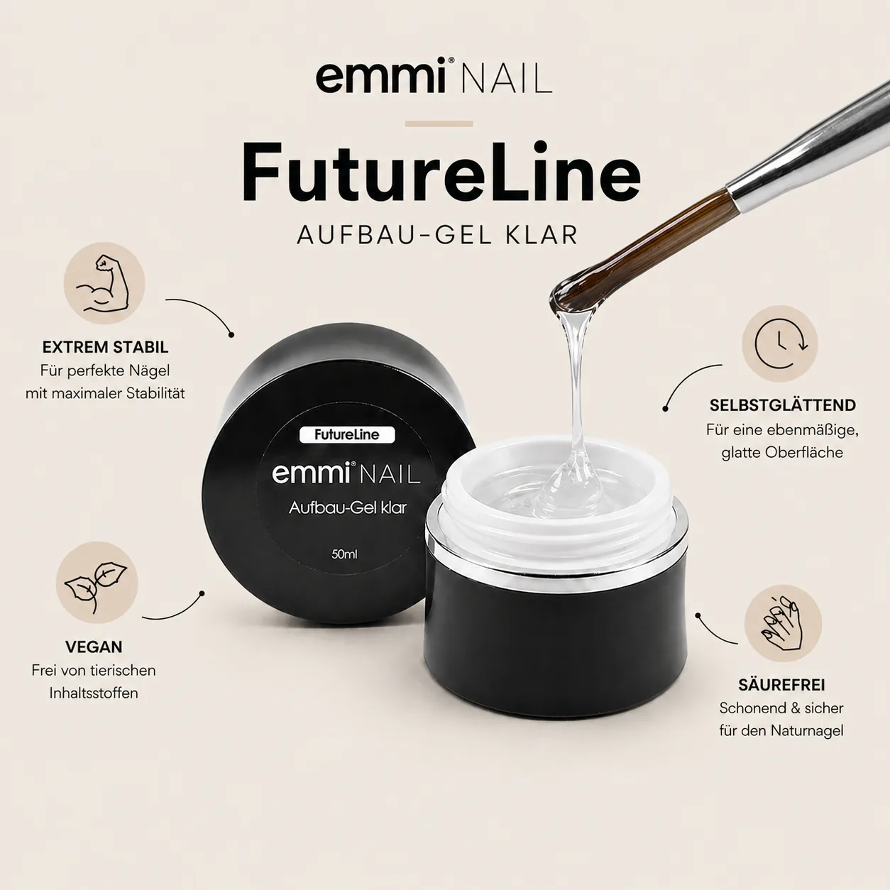 Emmi-Nail Futureline Aufbaugel klar opbygningsgel vegan
