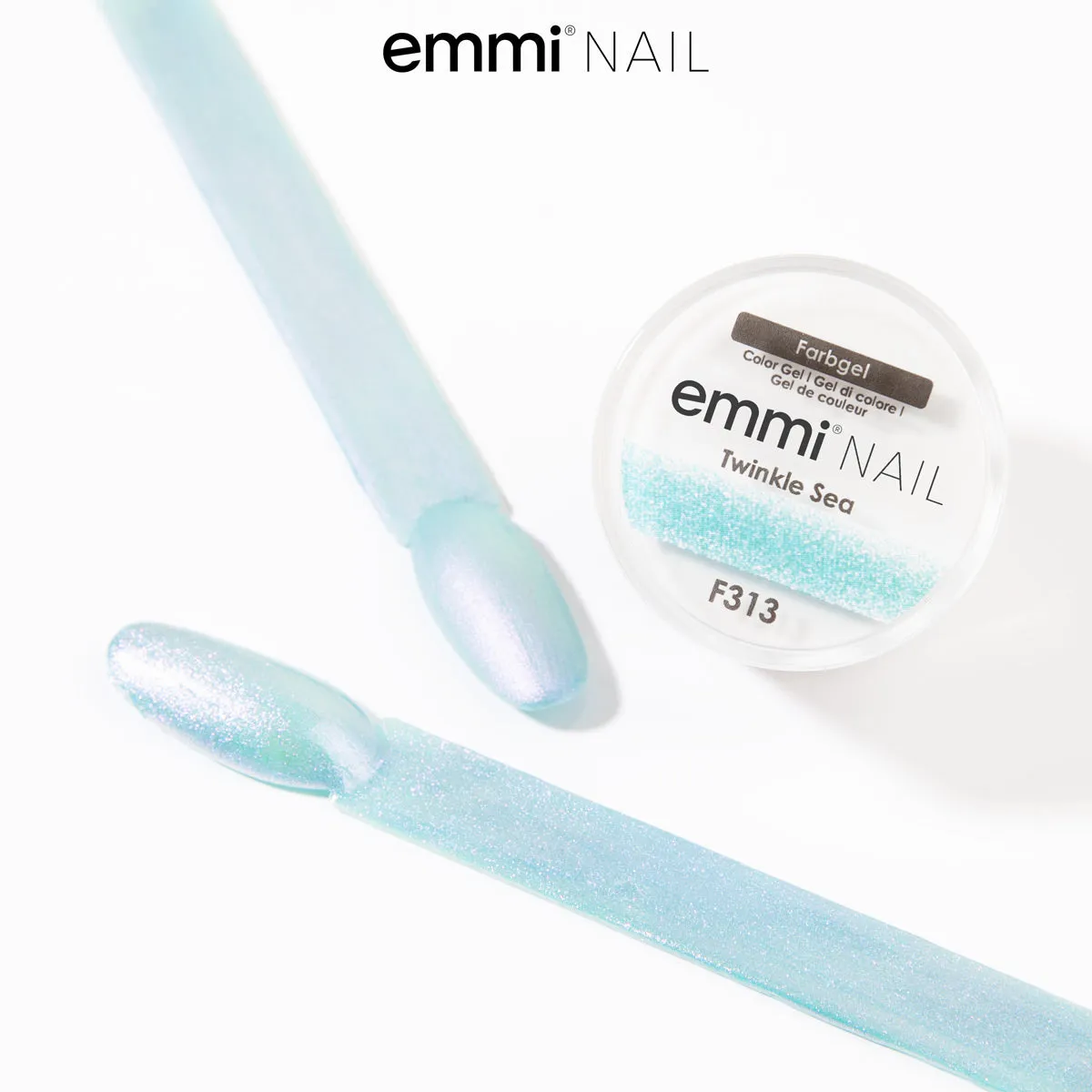 Emmi-Nail Twinkle Sea F313 farvegel 5ml blå glitter