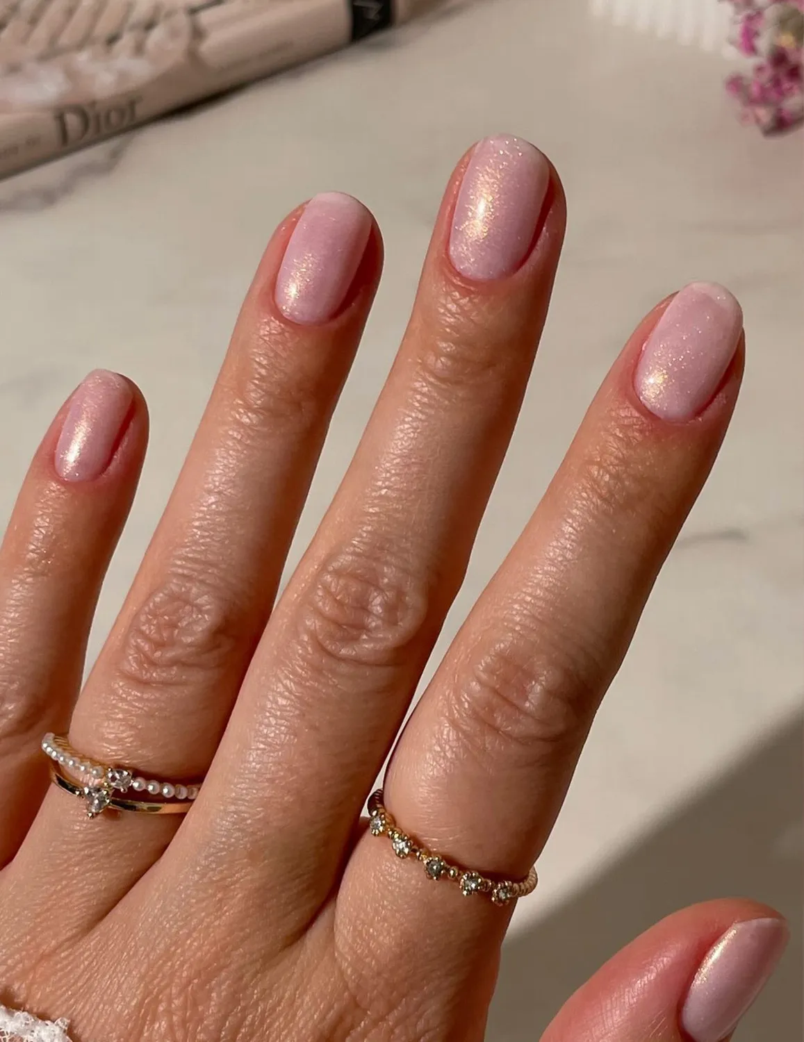 Le Mini Macaron Pink Quartz gellak 8,5 ml lyserød shimmer