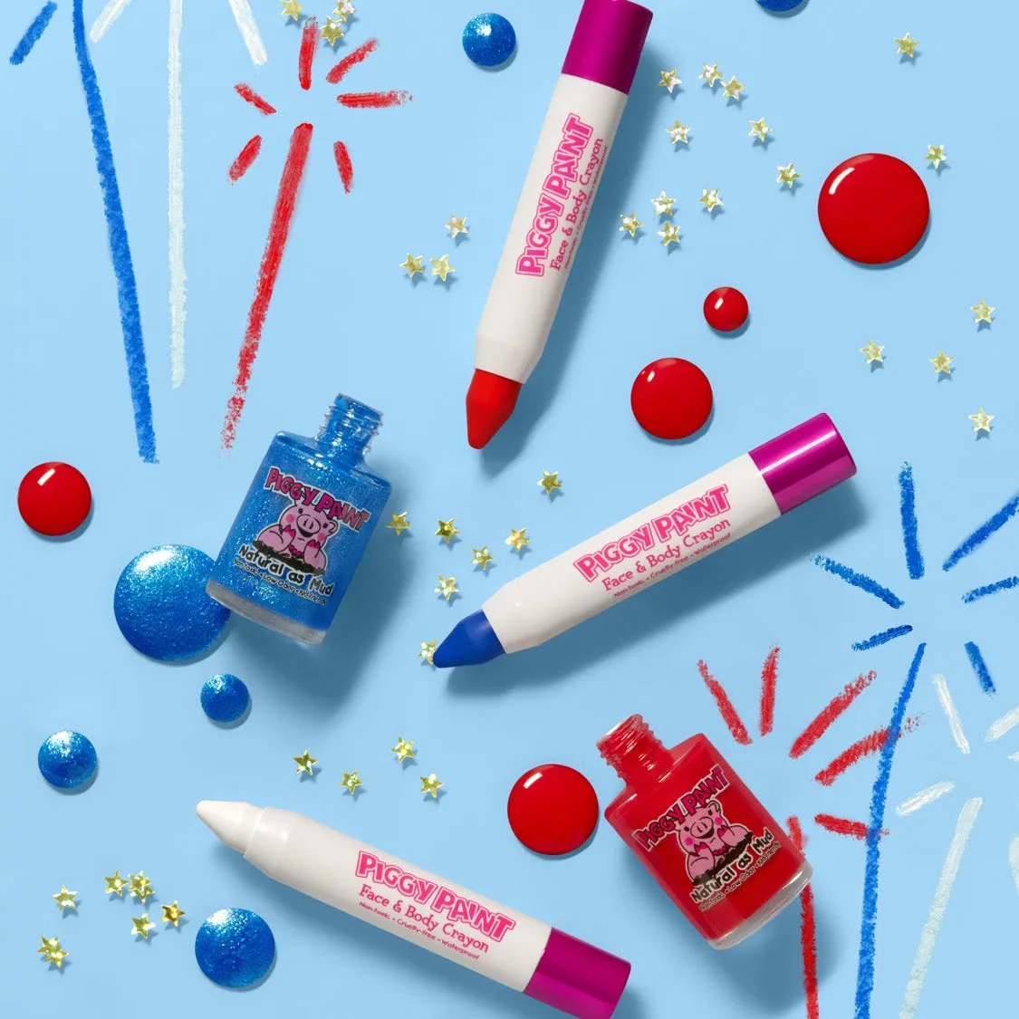 Piggy Paint Stars & Stripes ansigtsfarve 3 stk rød hvid blå