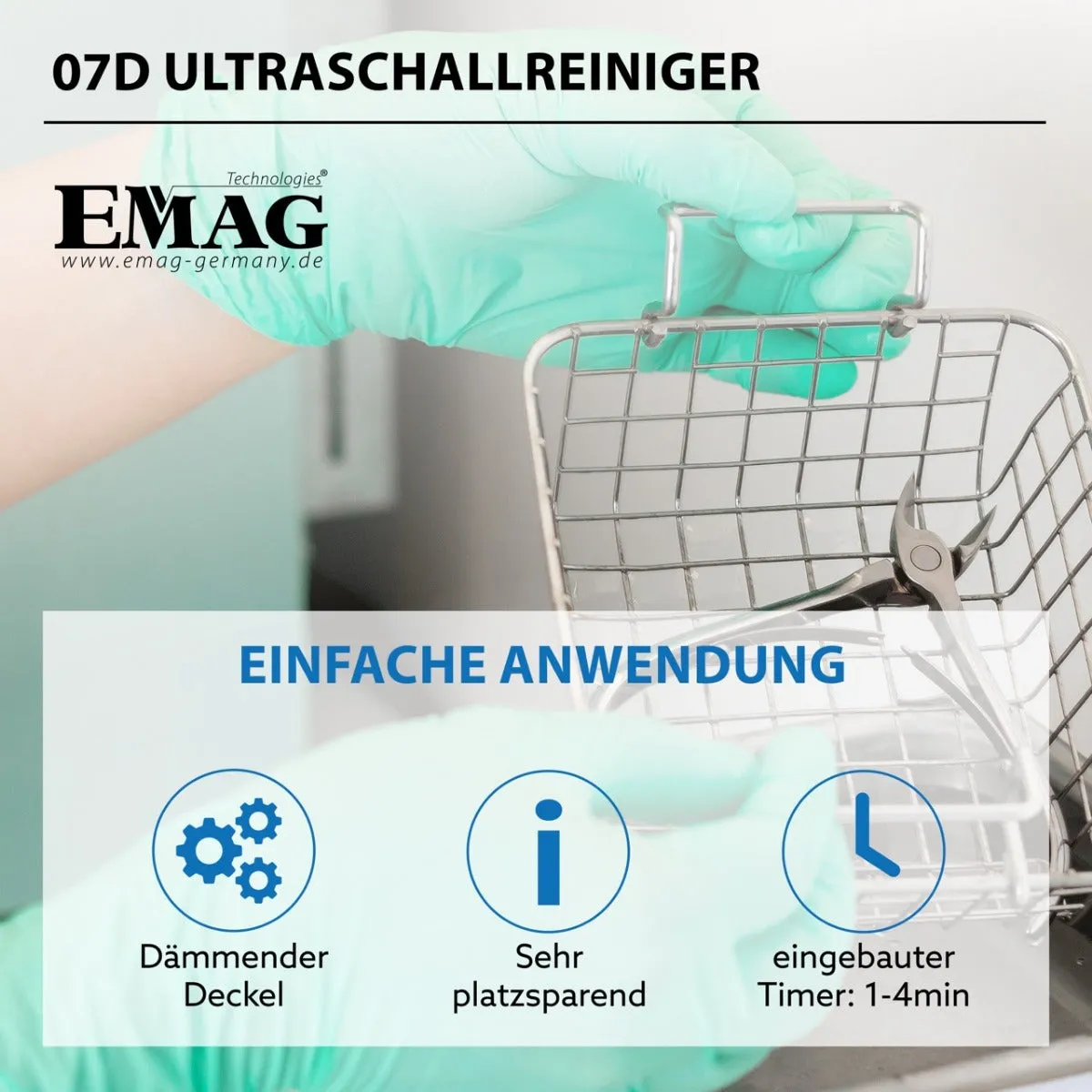 Emmi-Nail Emmi-07D ultralydsrenser 0,7 l rustfrit stål