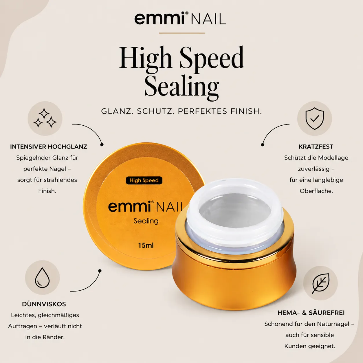 Emmi-Nail High-Speed Sealing forseglingsgel klar