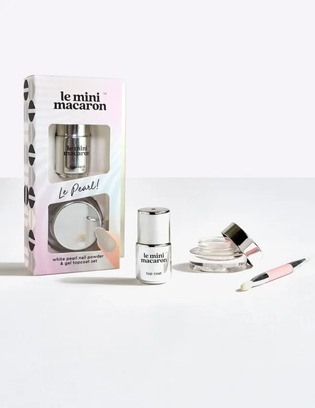 Le Mini Macaron Le Pearl chrompulver sæt 4 ml hvid perlemor