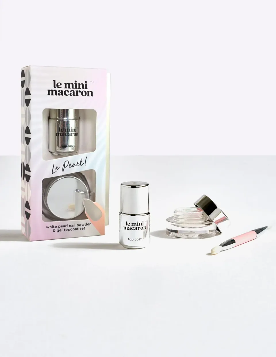 Le Mini Macaron Le Pearl chrompulver sæt 4 ml hvid perlemor