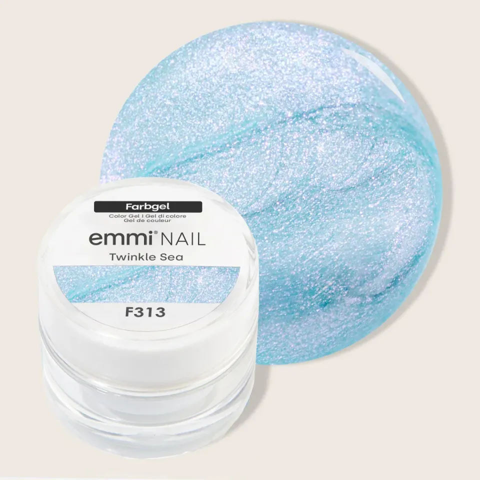 Emmi-Nail Twinkle Sea F313 farvegel 5ml blå glitter