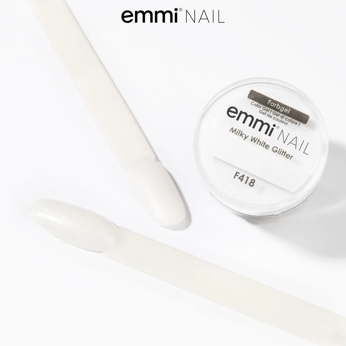 Emmi-Nail Milky White Glitter F418 farvegel 5ml hvid