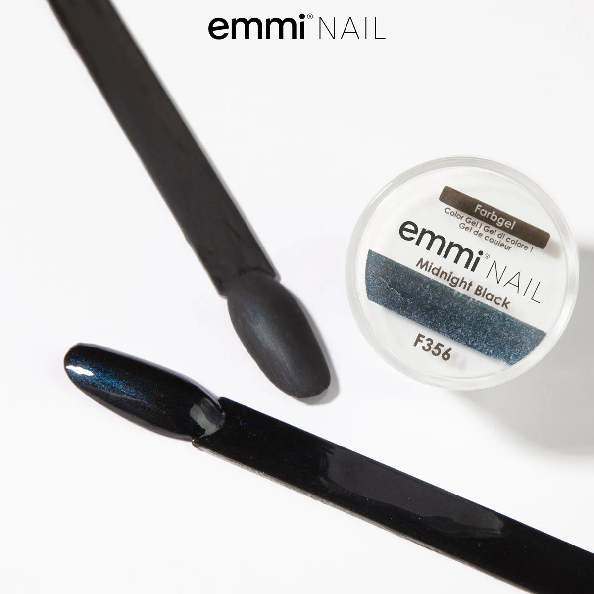 Emmi-Nail Midnight Black F356 farvegel mørkeblå glitter 5 ml