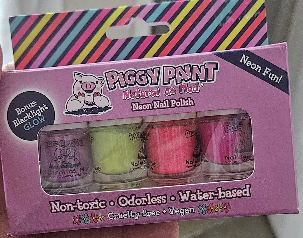 Piggy Paint Neon Box neglelaksæt 4 stk lyser i blacklight