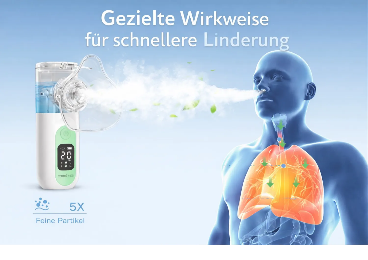 Emmi-Nail emmi-Med inhalator lydsvag genopladelig