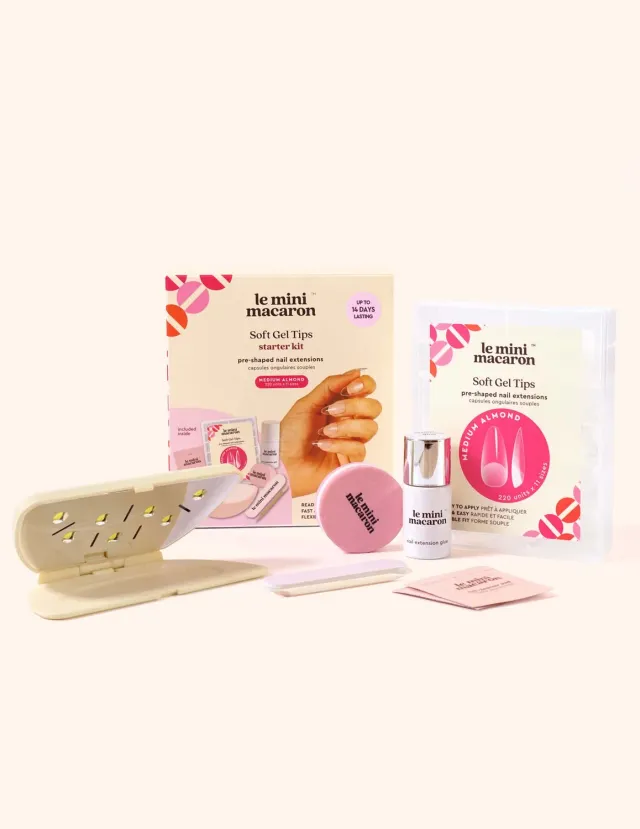 Le Mini Macaron Soft Gel Tips startsæt Medium Almond LED