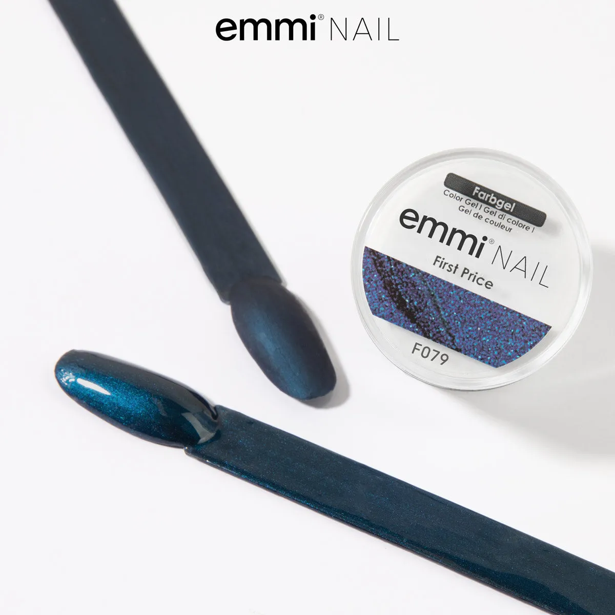 Emmi-Nail First Price F079 farvegel 5 ml dybblå glitter