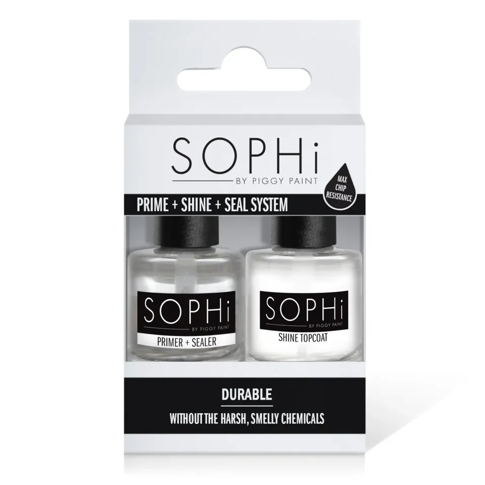 Piggy Paint PRIME + SHINE + SEAL neglesæt 2x15 ml holdbar