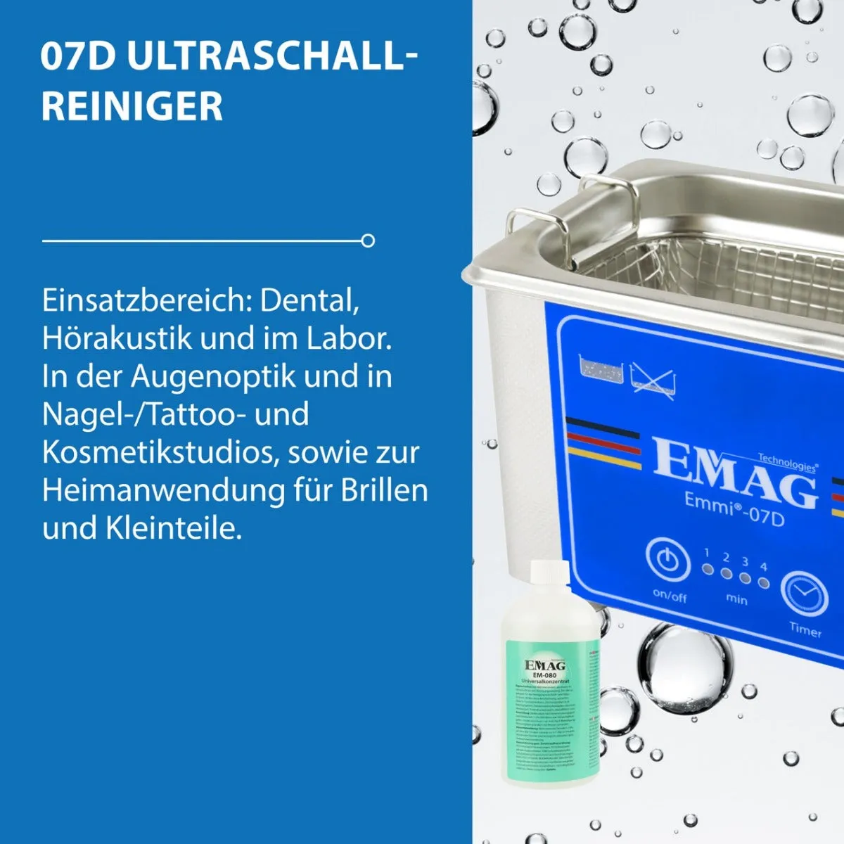 Emmi-Nail Emmi-07D ultralydsrenser 0,7 l rustfrit stål