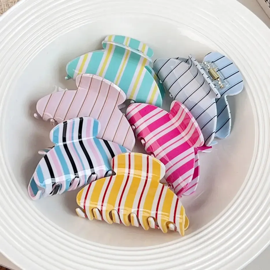 Piggy Paint Fresh Colorful Striped Hair Claw hårklemme lyserød