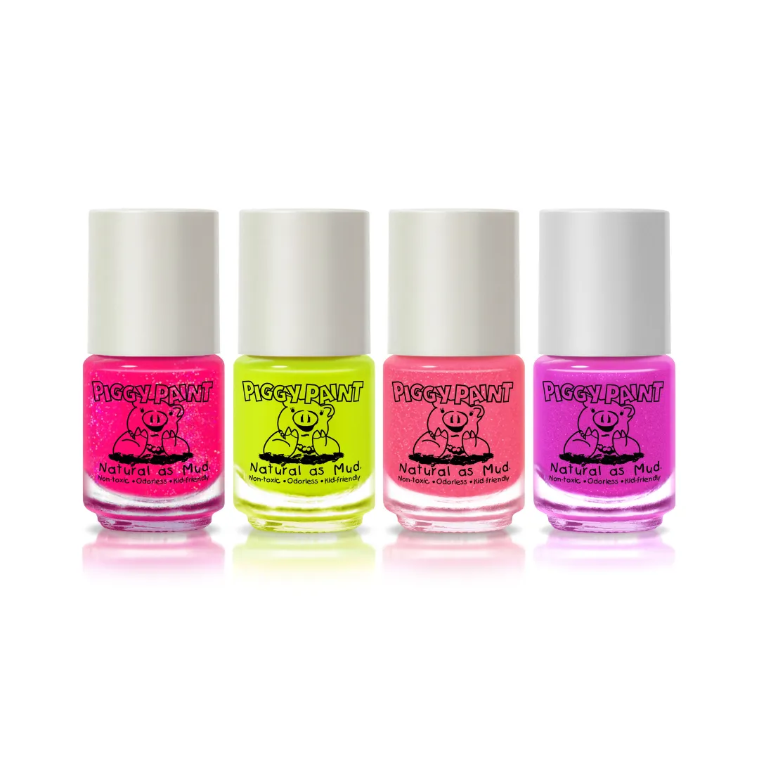 Piggy Paint Neon Box neglelaksæt 4 stk lyser i blacklight
