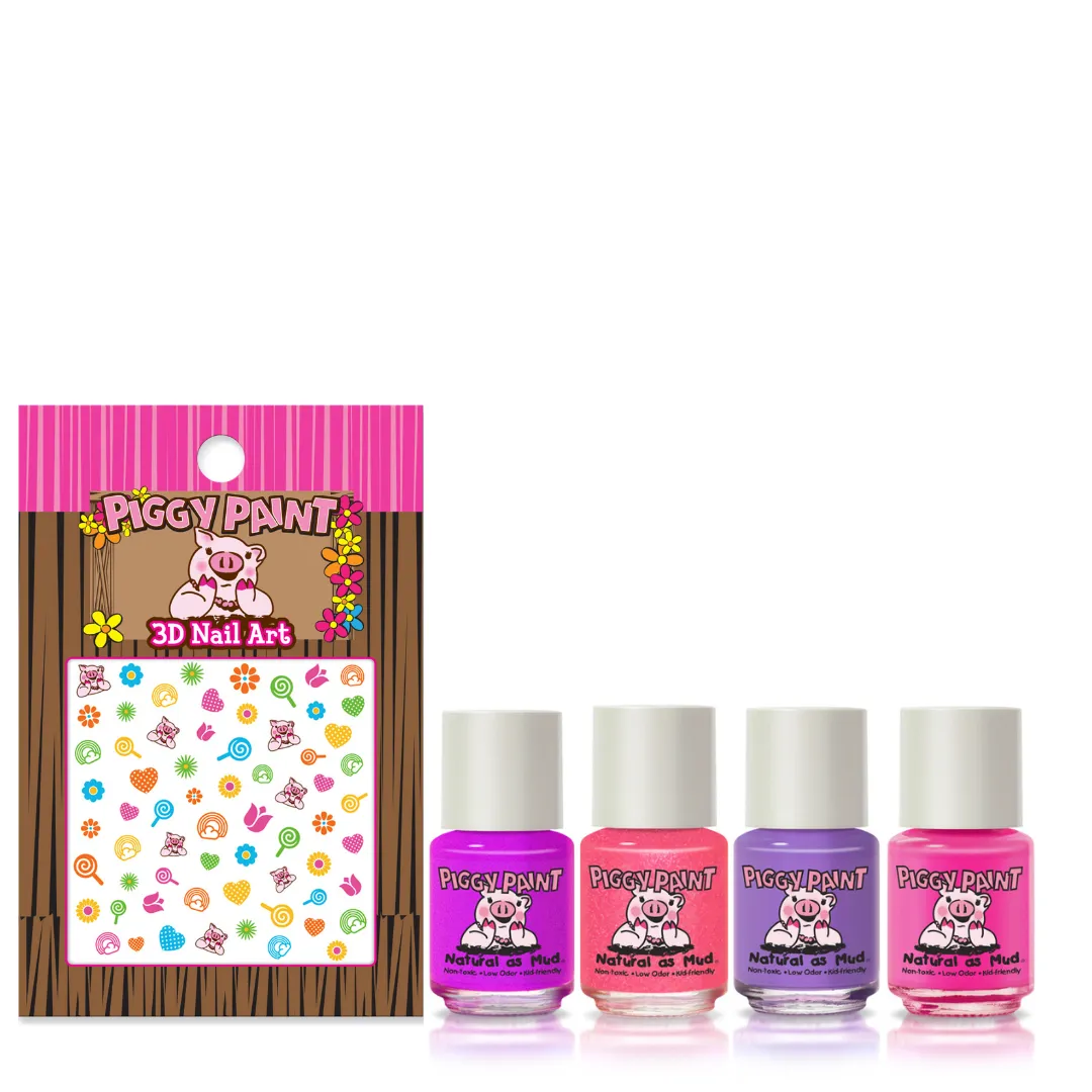 Piggy Paint Swirls & Twirls neglelak 4-pak + neglekunst
