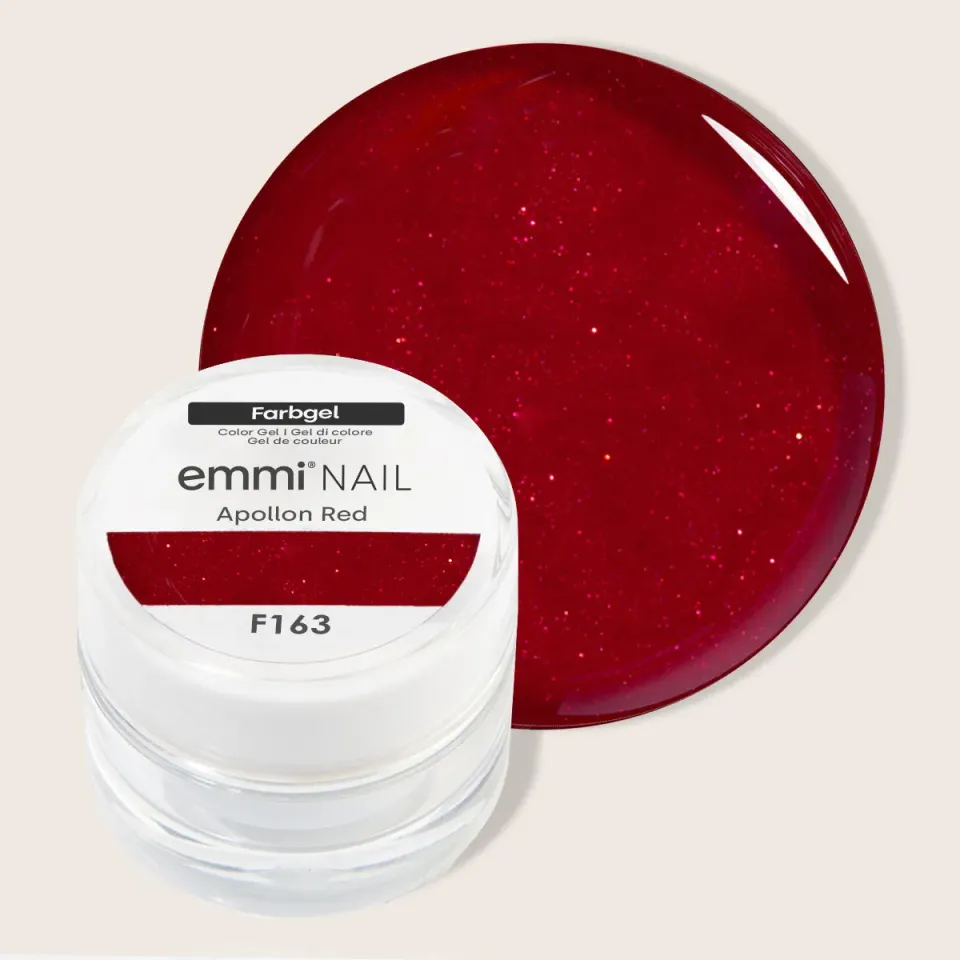 Emmi-Nail Apollon Red F163 farvegel 5 ml med glitter