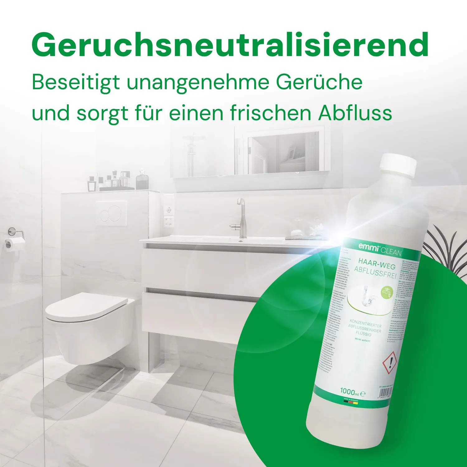 Emmi-Nail emmi-Clean Haar-Weg afløbsrens 1000 ml mod hår