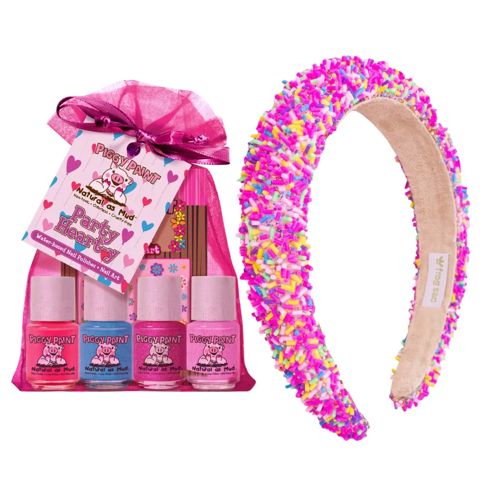 Piggy Paint Confetti Party Set neglelaksæt med hårbøjle