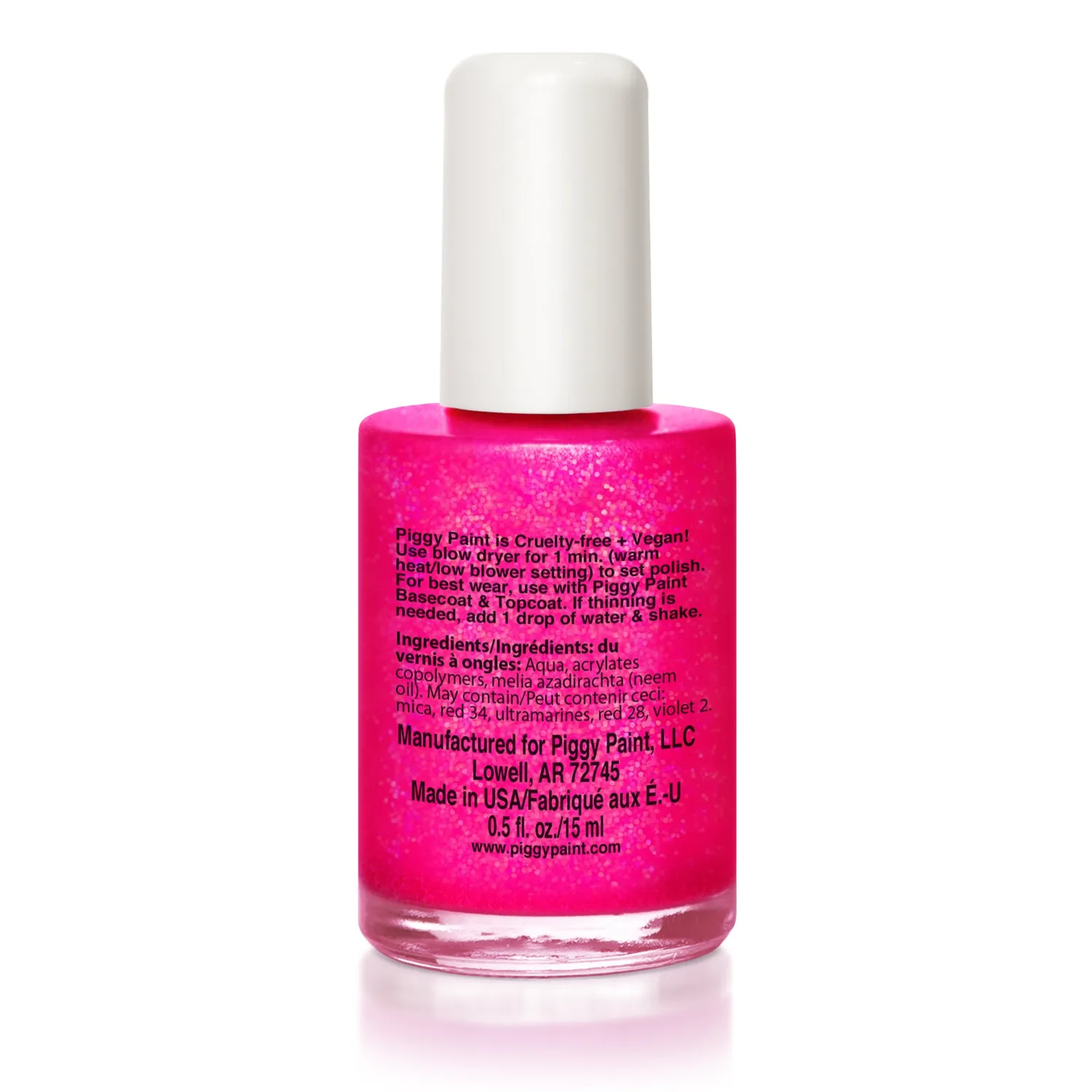 Piggy Paint Neon Lights neglelak 15 ml hot pink glitter