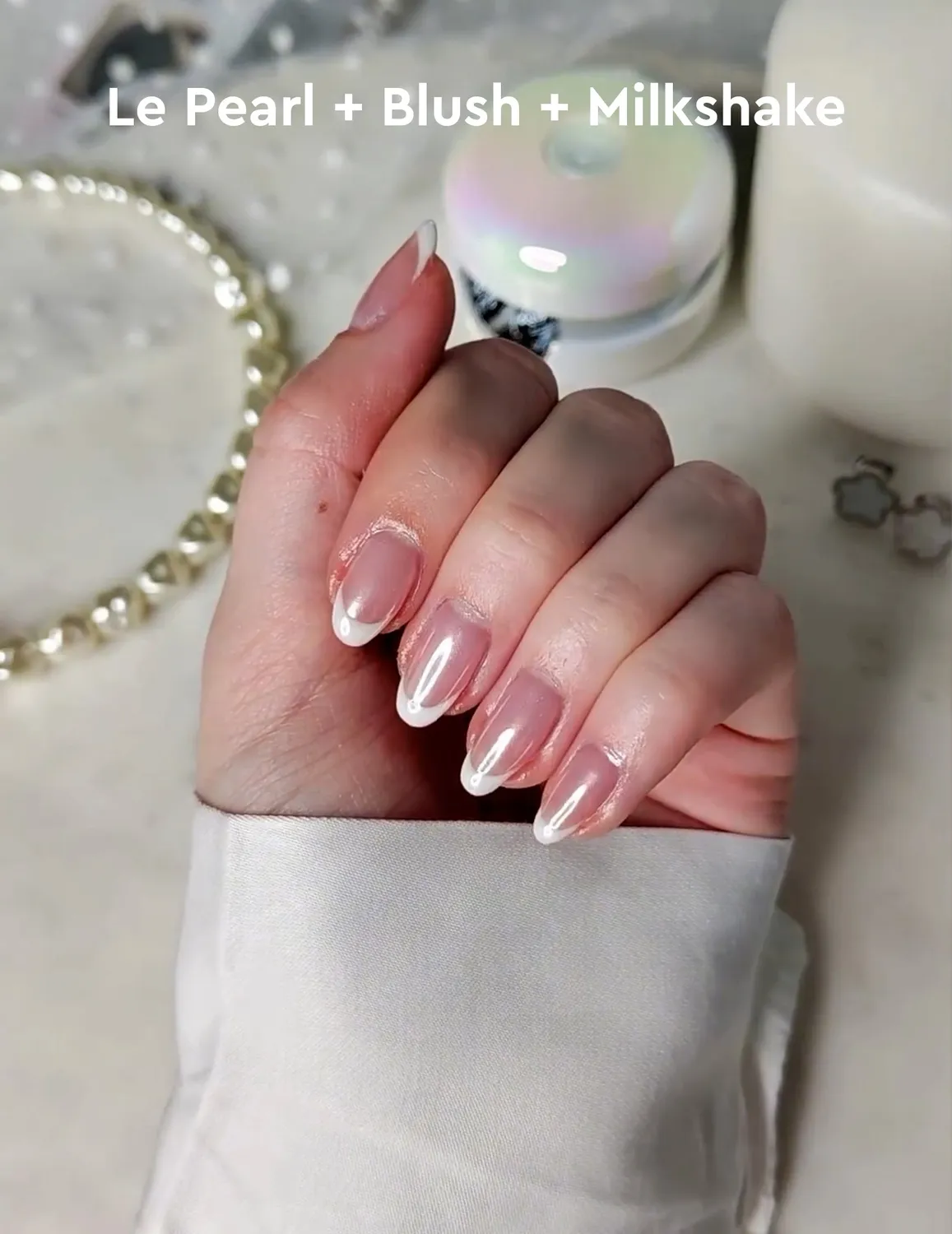 Le Mini Macaron Le Pearl chrompulver sæt 4 ml hvid perlemor