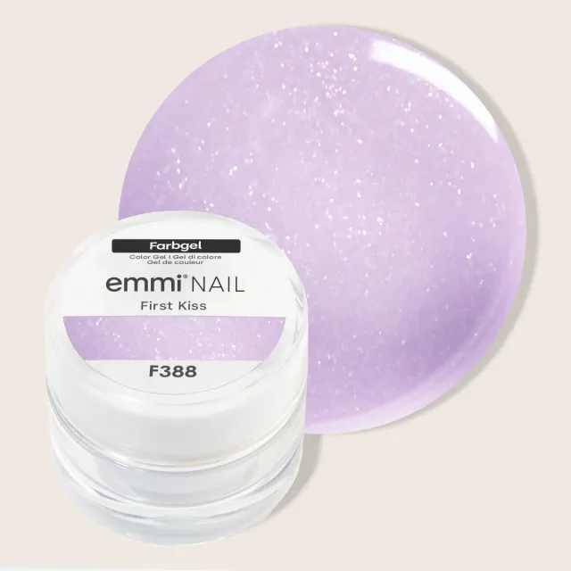 Emmi-Nail First Kiss F388 farvegel 5ml lilla glitter