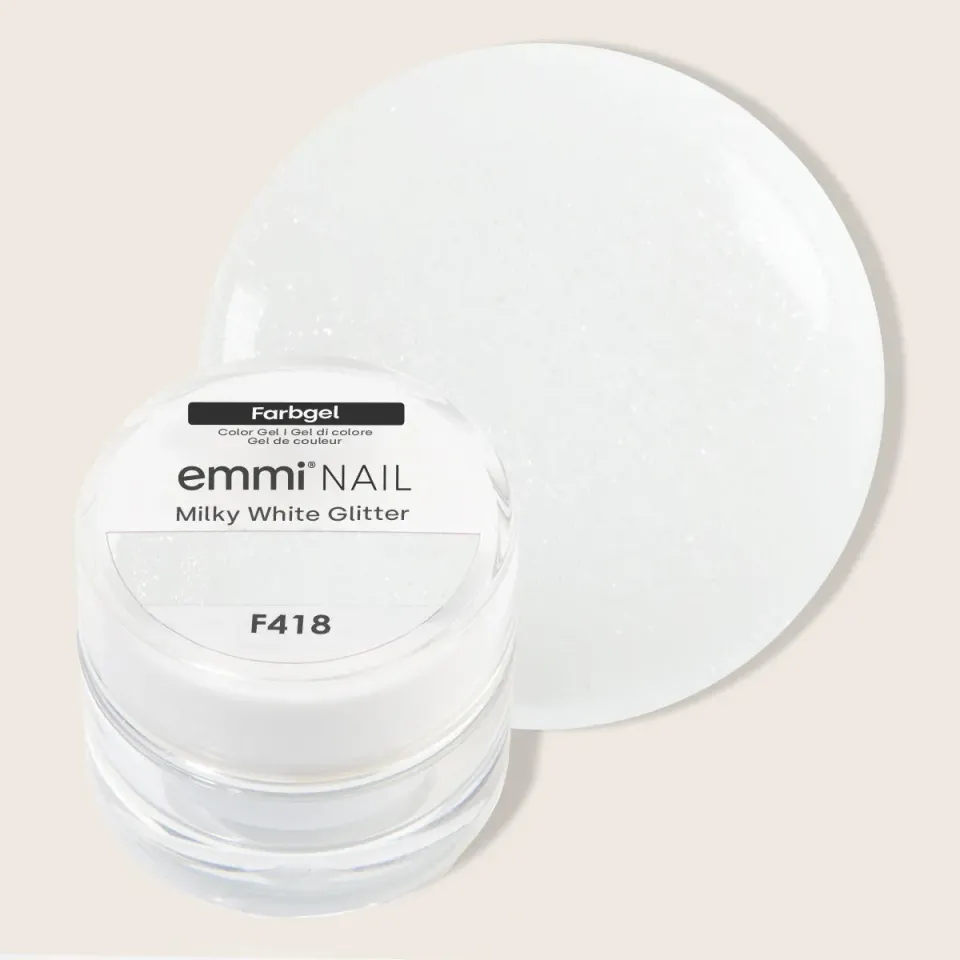 Emmi-Nail Milky White Glitter F418 farvegel 5ml hvid