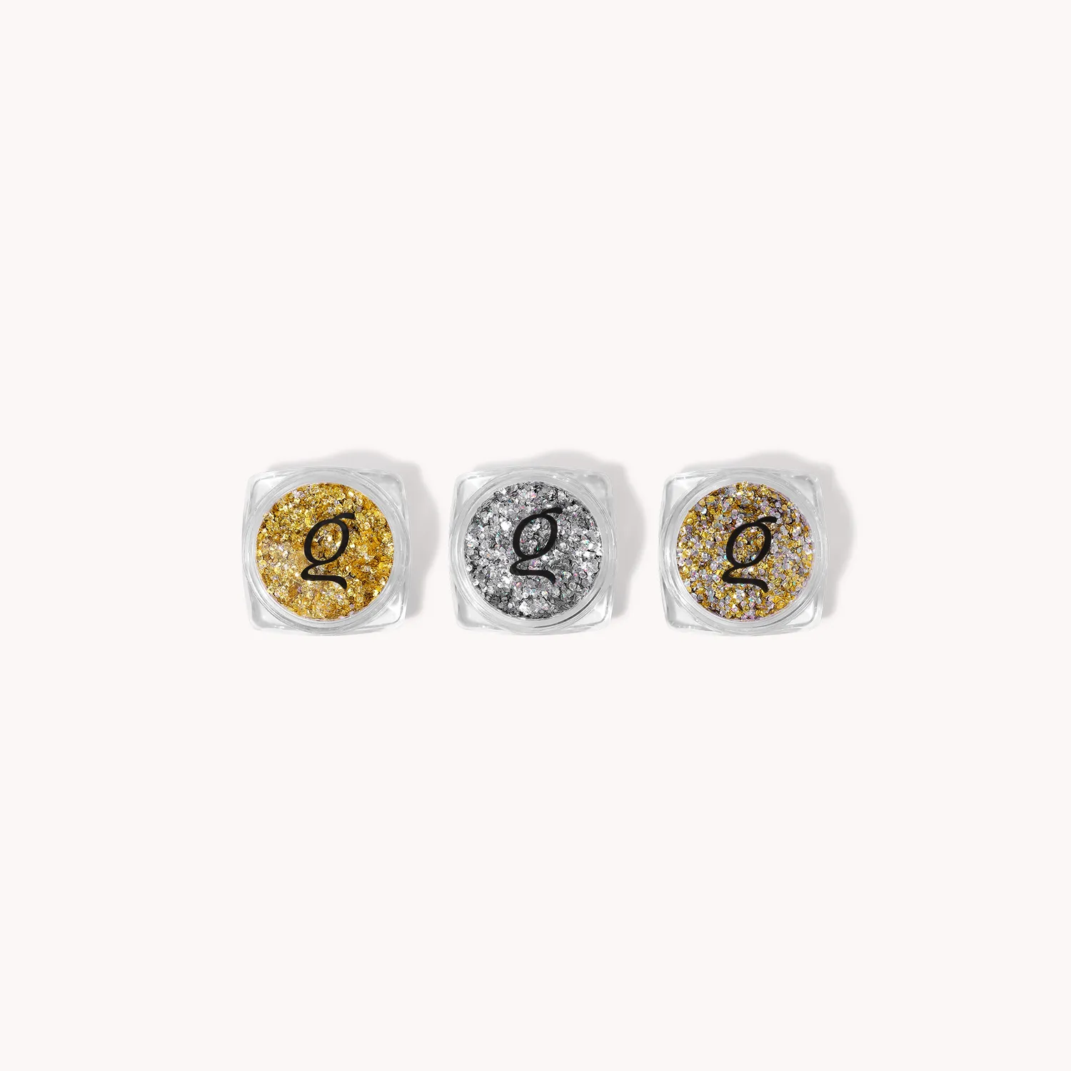 The Gel Collection Hexagon Glitter negleglitter 3 stk guld sølv