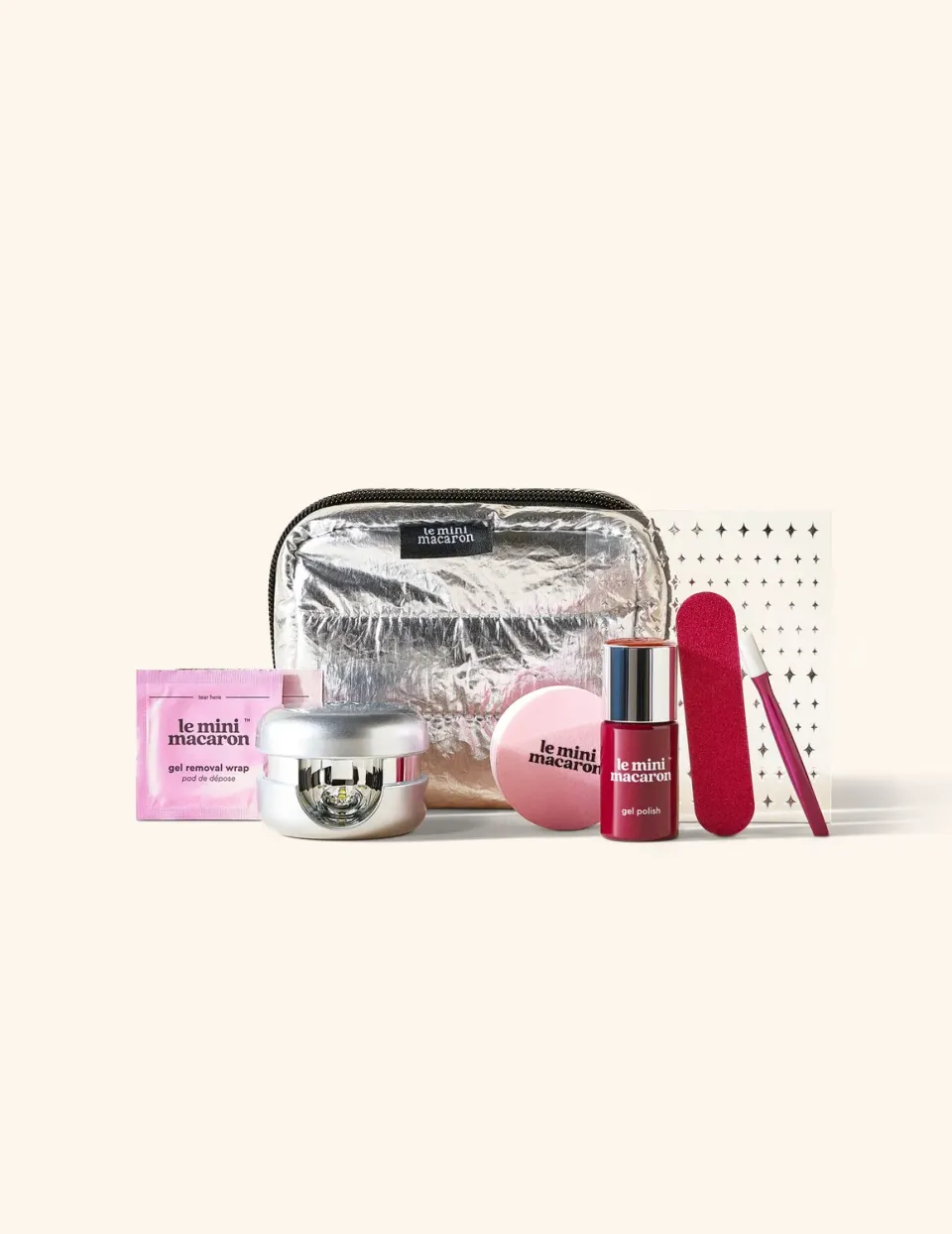 Le Mini Macaron Le Mini Disco Gel Manicure Kit sølv med lampe