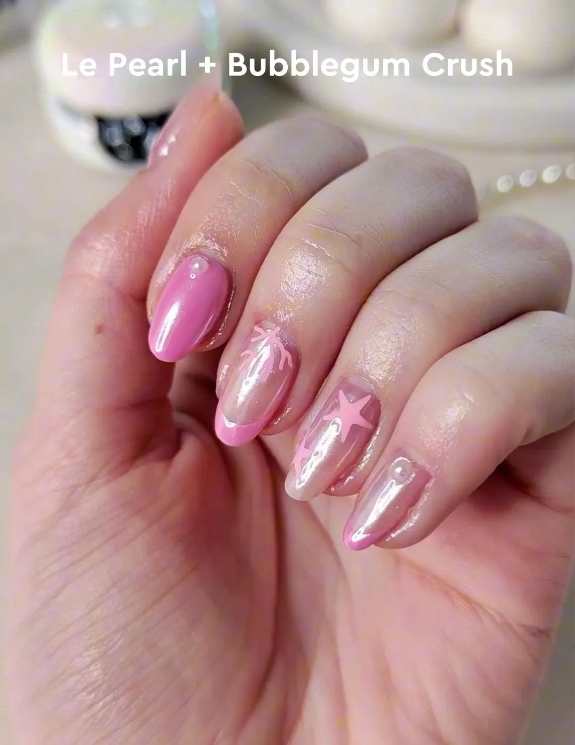 Le Mini Macaron Le Pearl chrompulver sæt 4 ml hvid perlemor