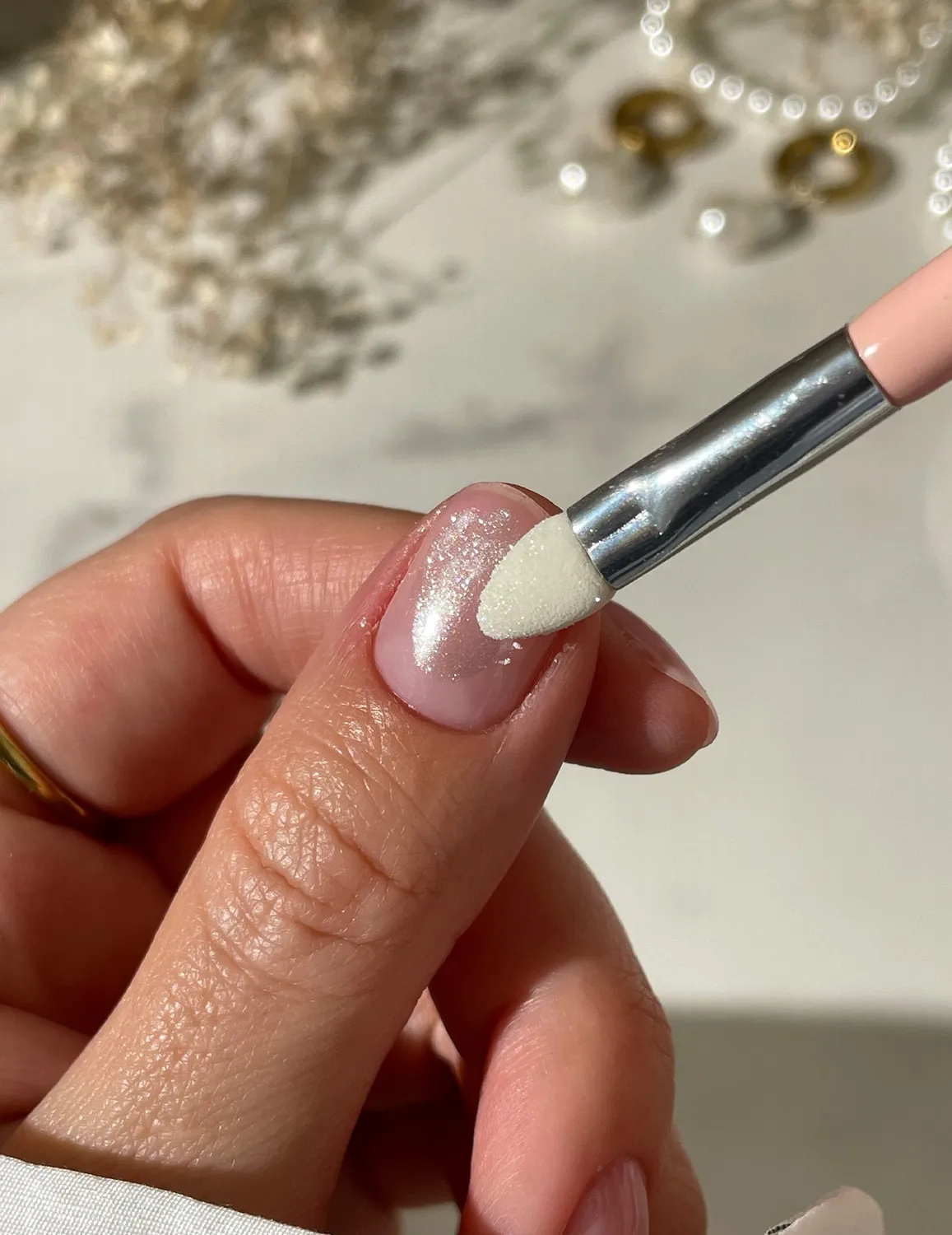 Le Mini Macaron Le Pearl chrompulver sæt 4 ml hvid perlemor