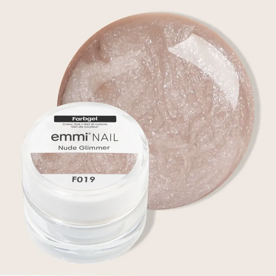 Emmi-Nail Nude Glimmer F019 farvegel 5 ml beige glitter