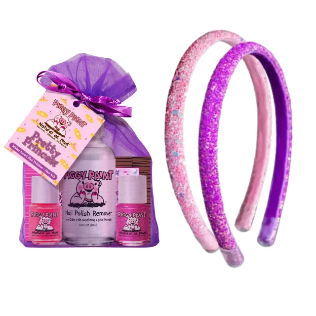 Piggy Paint Royal Sparkle Bundle neglesæt + glitterhårbøjler