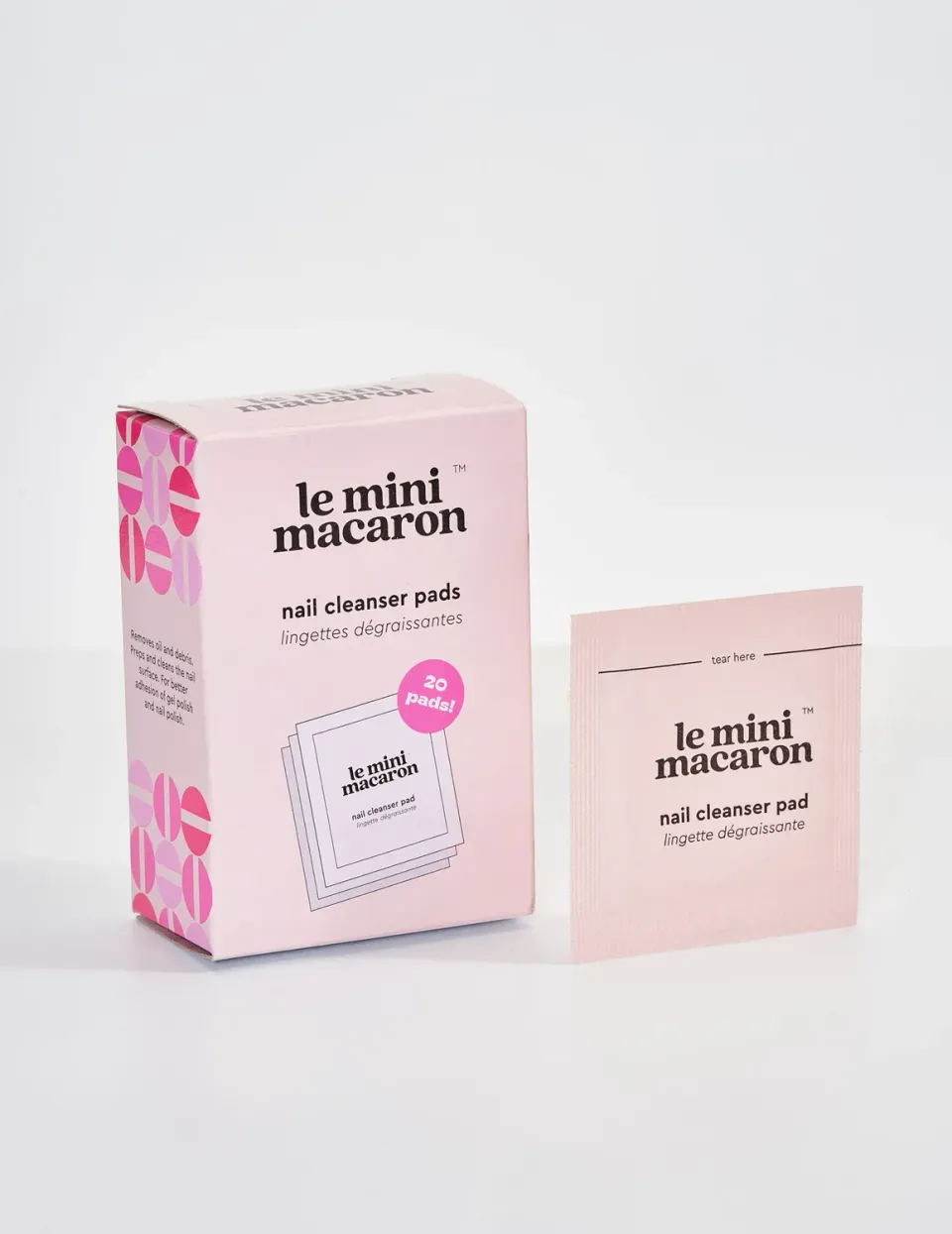Le Mini Macaron Nail Cleanser Pads rensepads til negle 20 stk – parfumefri