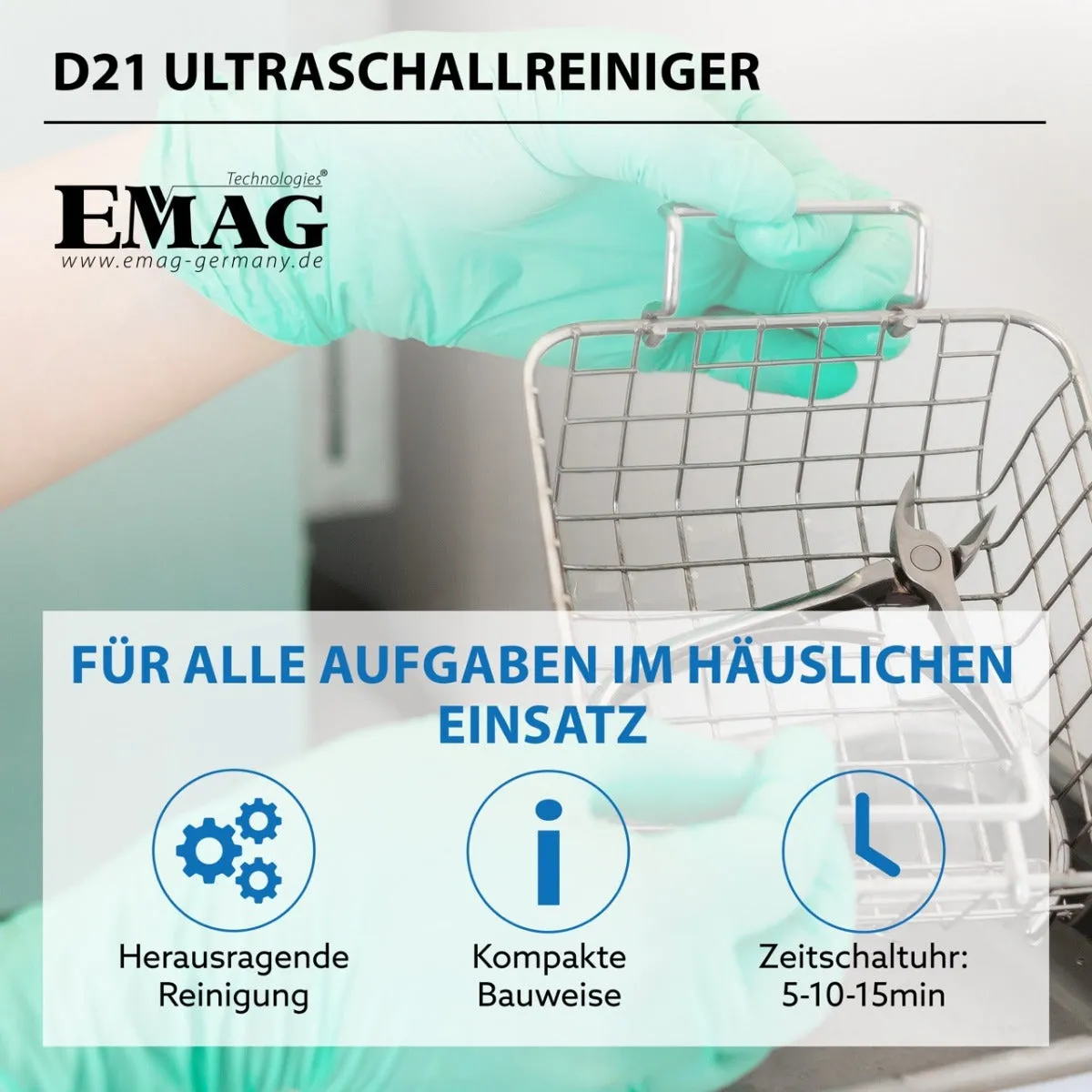 Emmi-Nail Emmi-D21 ultralydsrenser 2 l med kurv