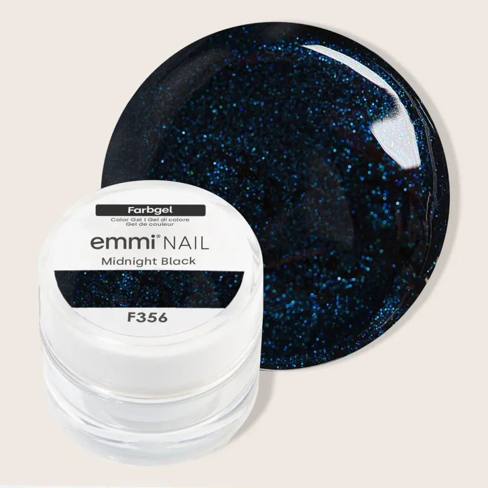 Emmi-Nail Midnight Black F356 farvegel mørkeblå glitter 5 ml