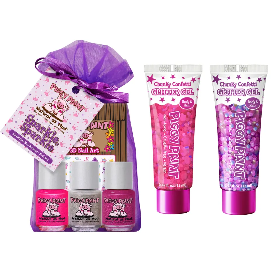 Piggy Paint So Sparkly glimmer- og neglelak sæt pink lilla
