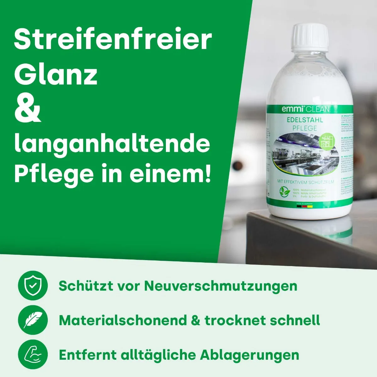 Emmi-Nail emmi-Clean rustfri stålrens 500 ml stribefri
