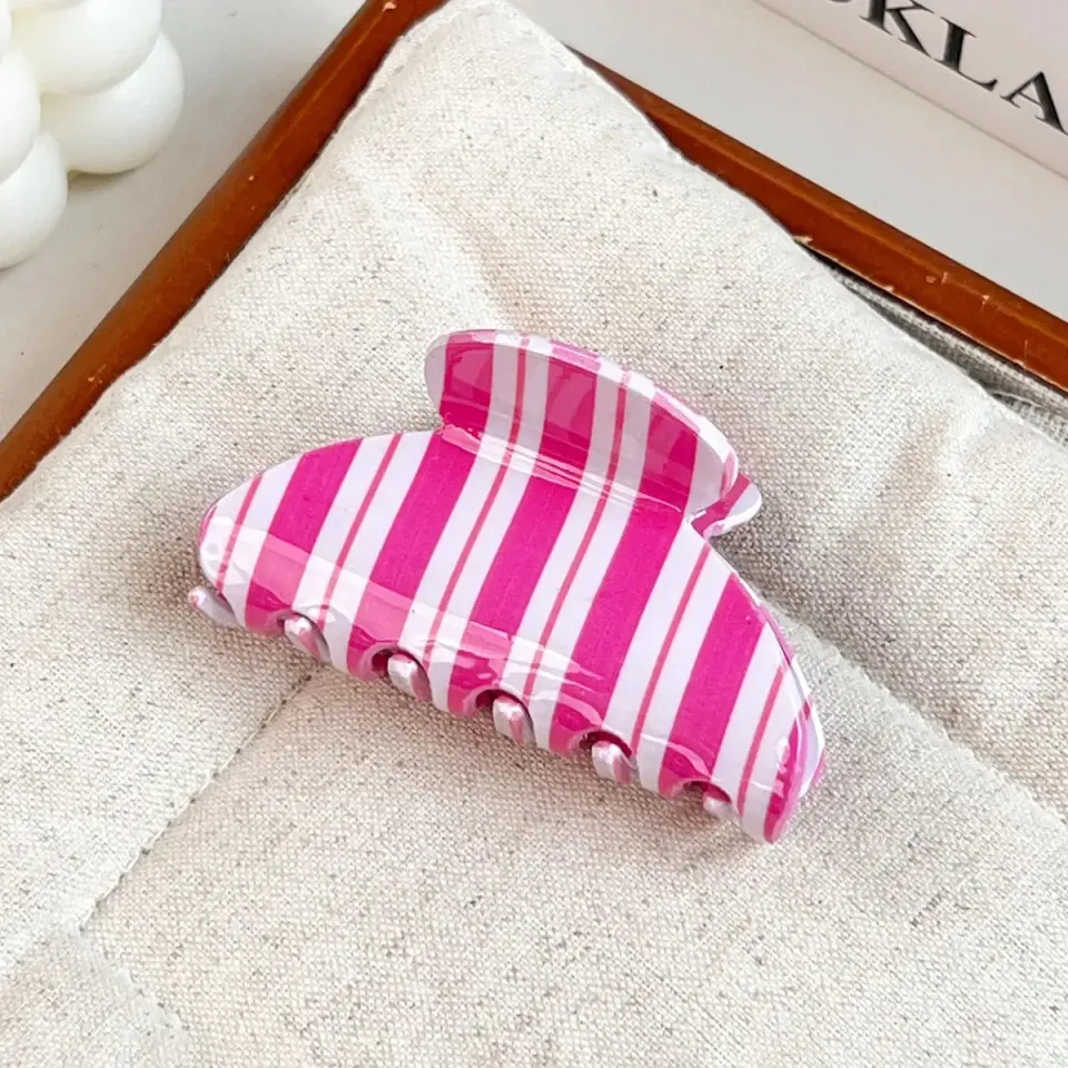 Piggy Paint Fresh Colorful Striped Hair Claw hårklemme lyserød