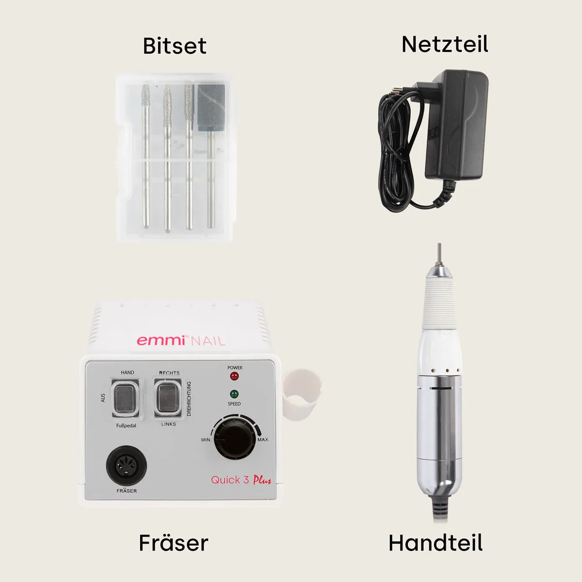 Emmi-Nail Fräser Quick 3 PLUS neglefræser 25000 omdr.