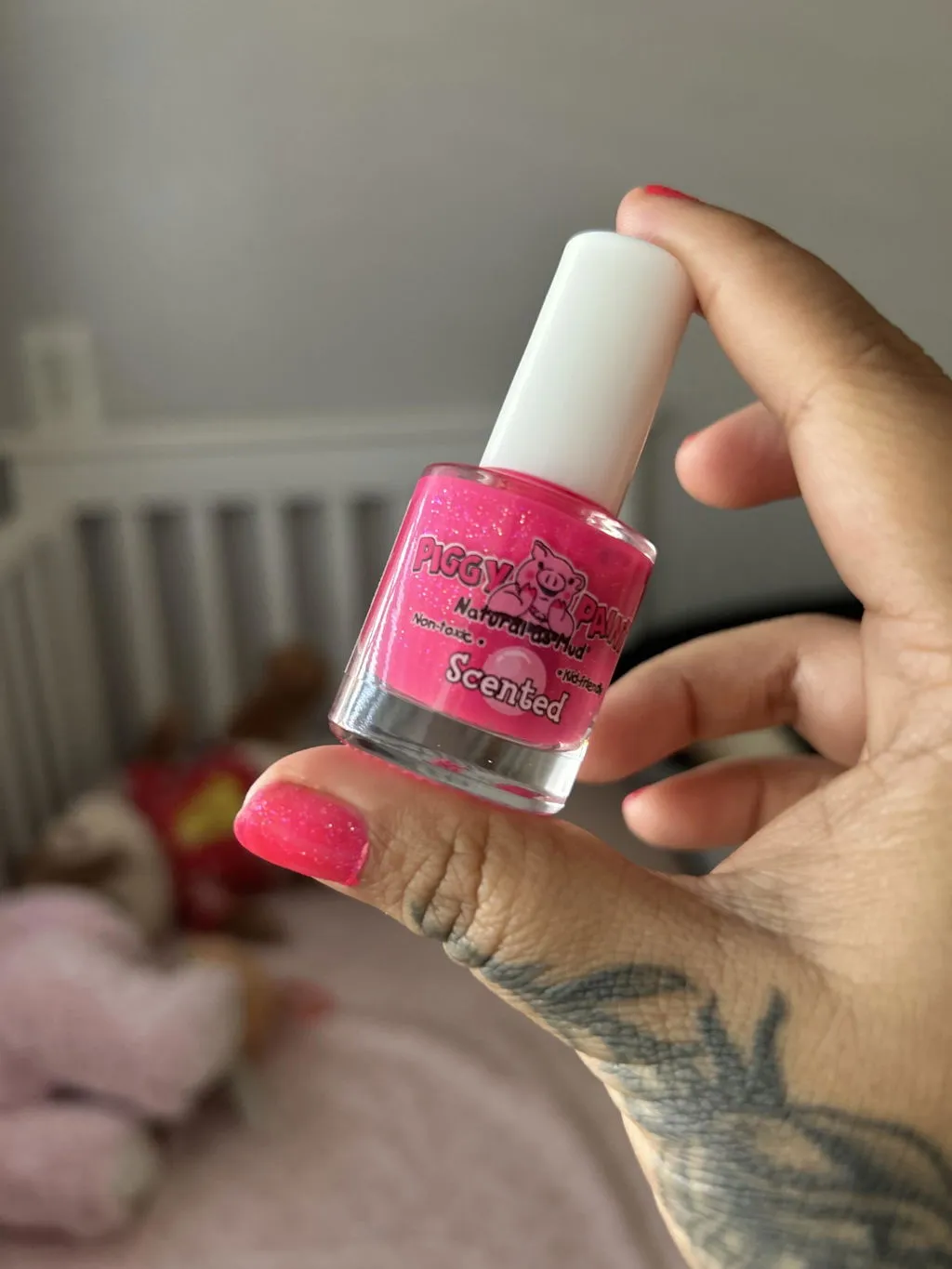 Piggy Paint Bubble Gum Bash neglelak pink med duft 7 ml