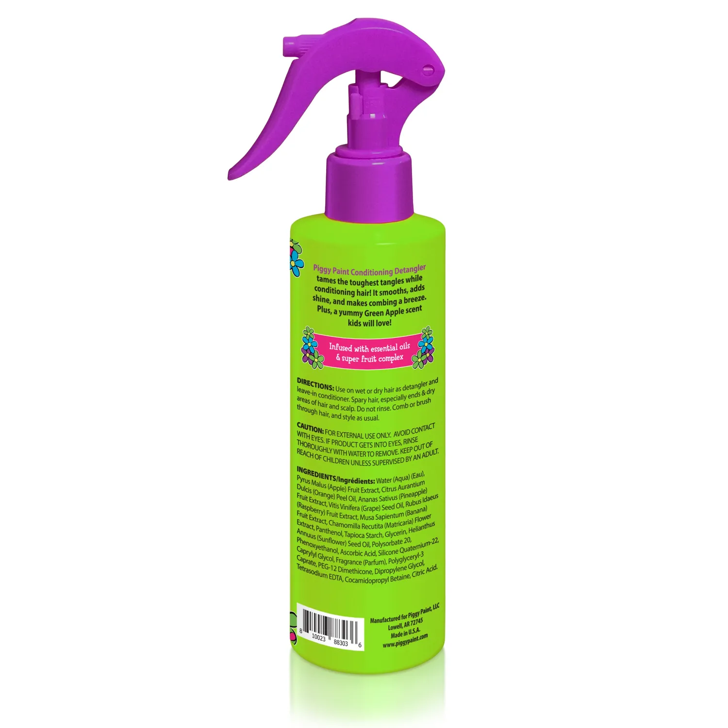 Piggy Paint Tangle Tamer Set udredningsspray + børste grøn æble
