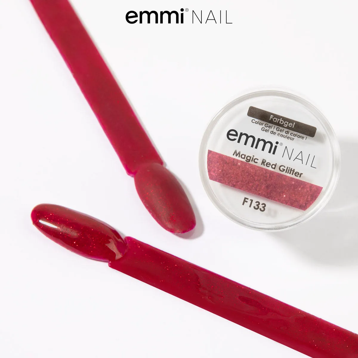 Emmi-Nail Red Glitter F133 farvegel 5ml rød glitter