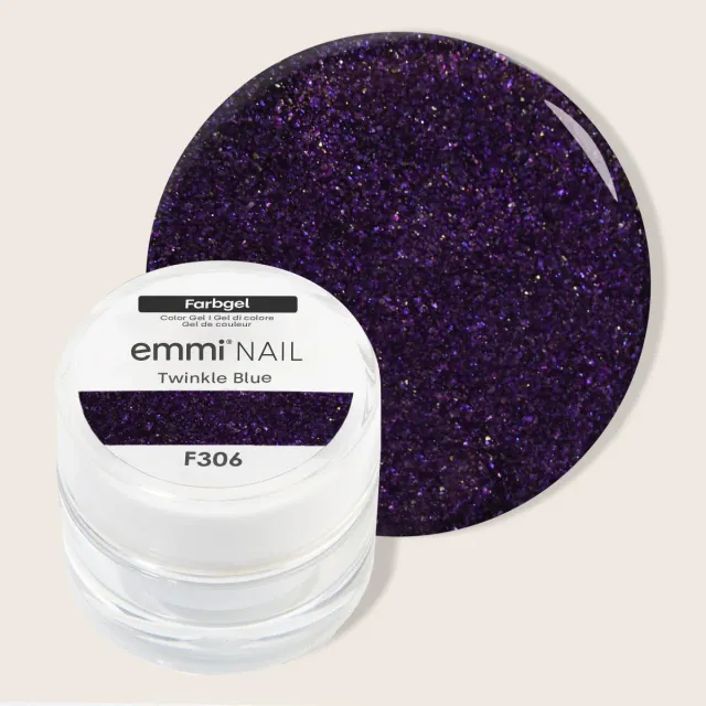 Emmi-Nail Twinkle Blue F306 farvegel 5ml mørkeblå glitter