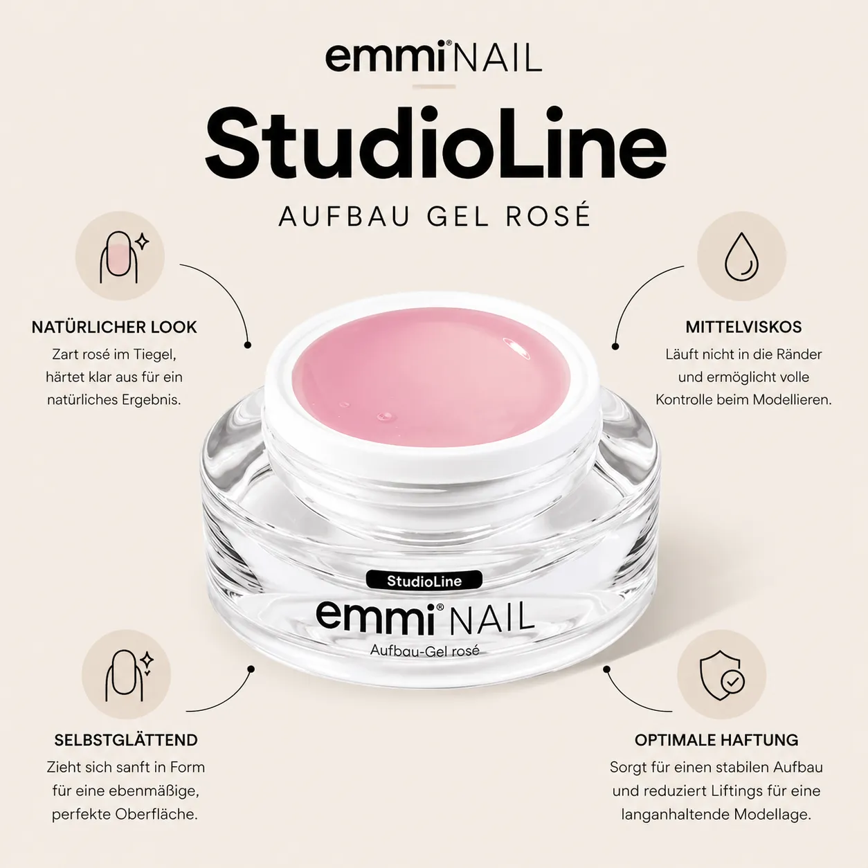 Emmi-Nail Studioline Aufbau-Gel Rosé Opbygningsgel