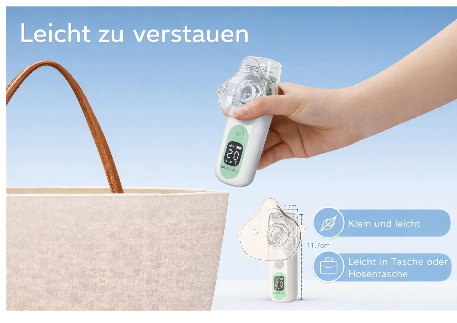 Emmi-Nail emmi-Med inhalator lydsvag genopladelig